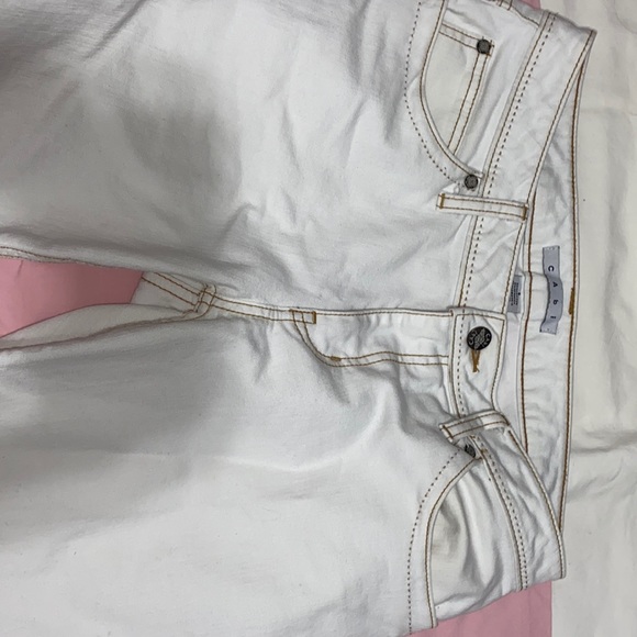 CAbi flare jeans, cream colour with tan stitching - Picture 2 of 3